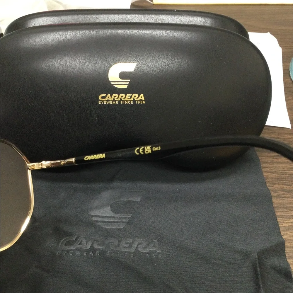 NWOT Carrera Men’s Gold Frame Brown Lens Aviator Sunglasses